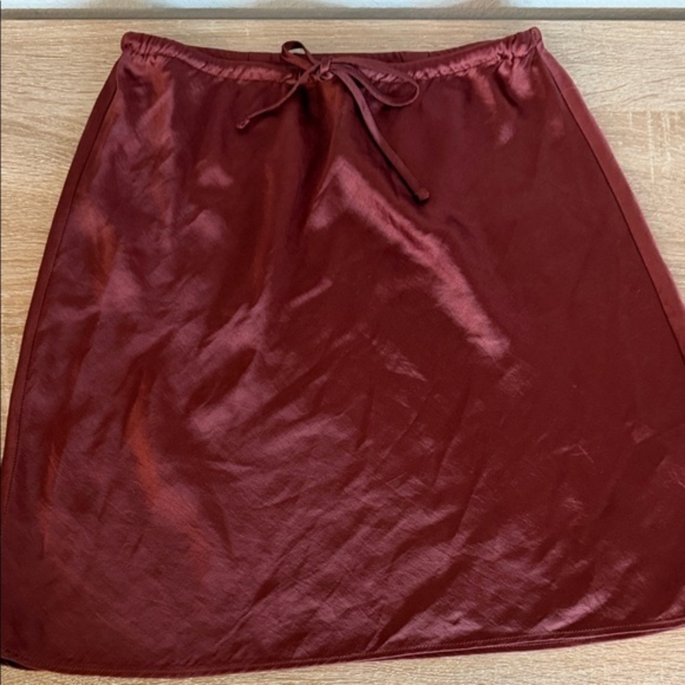 Madewell Burgundy Satin A-Line Skirt